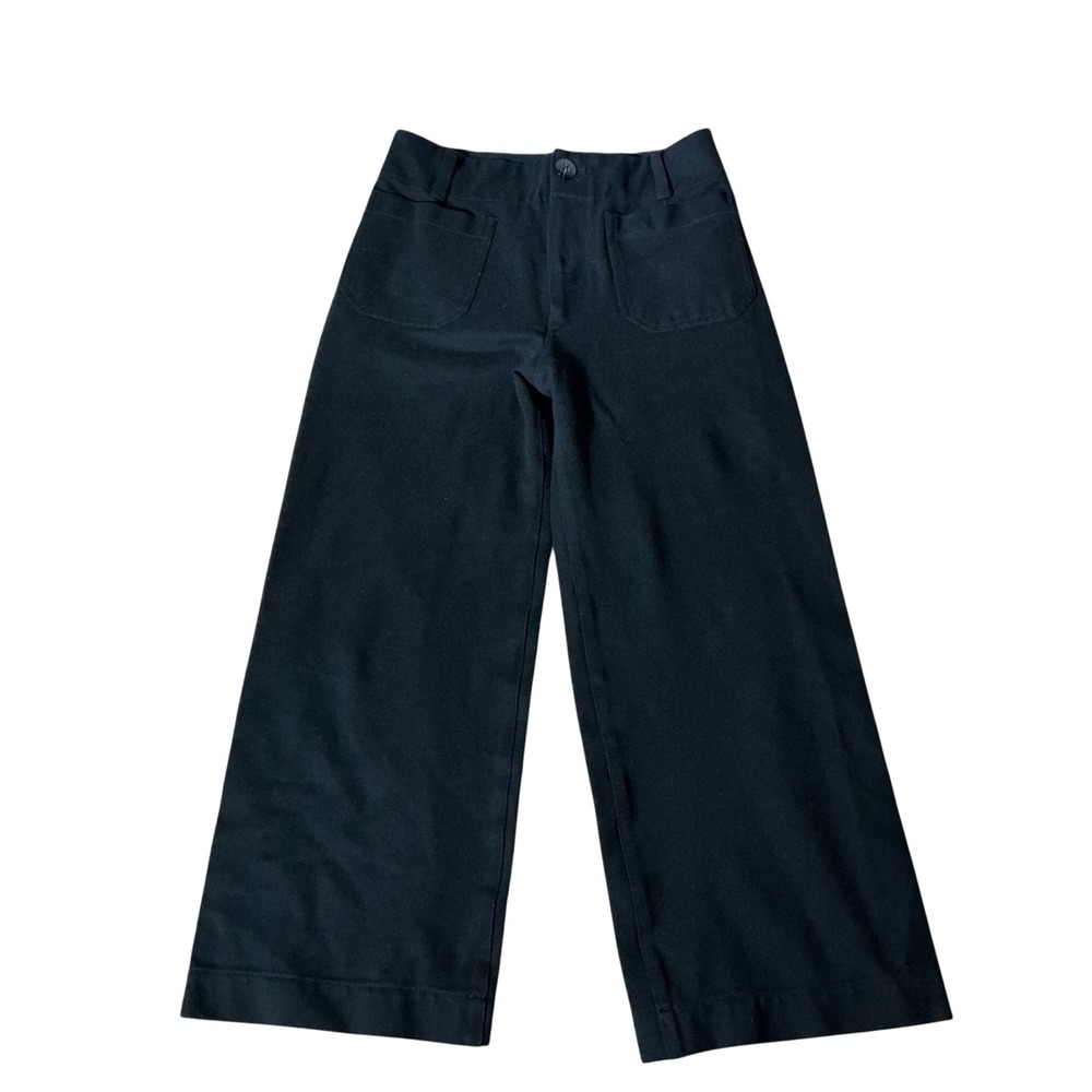 Maeve Anthropologie The Colette Wide Leg Pants Womens 27 Black Cropped Academia